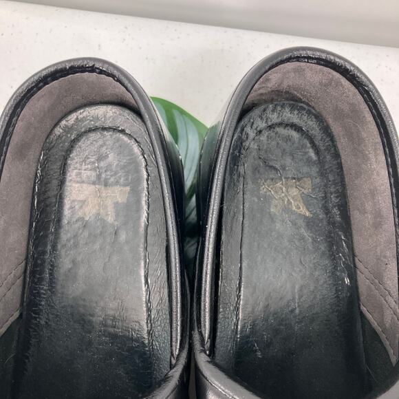 Dansko Black Slip On Nurse Work Leather Heeled Full Back Comfort Clog Shoes - Picture 5 of 12